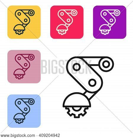 Black Line Derailleur Bicycle Rear Speed Folding Icon Isolated On White Background. Set Icons In Col