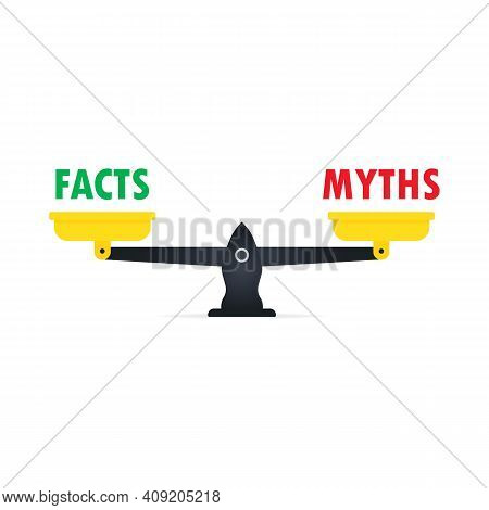 Scale With Decision Icon. Fact Or Myth. Concept Of Disinformation Sign Or Truthful And Untruthful Da