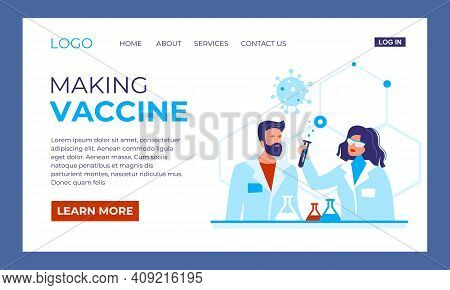 Creating A Coronavirus Vaccine. Two Scientists, A Man And A Woman In The Lab Are Making An Effective