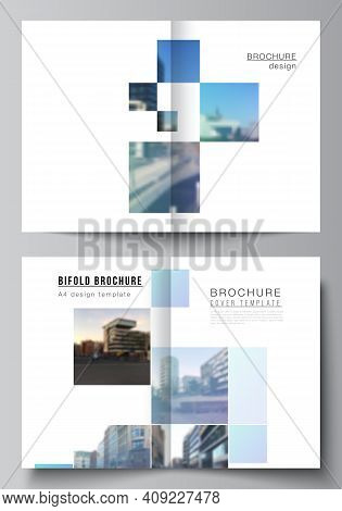 Vector Layout Of Two A4 Format Cover Mockups Templates For Bifold Brochure, Flyer, Magazine, Cover D