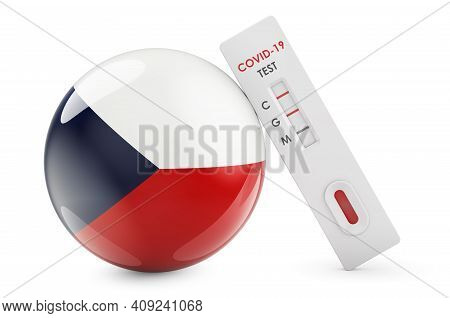Diagnostic Test For Coronavirus In Czech Republic. Antibody Test Covid-19 With Czech Flag, 3d Render