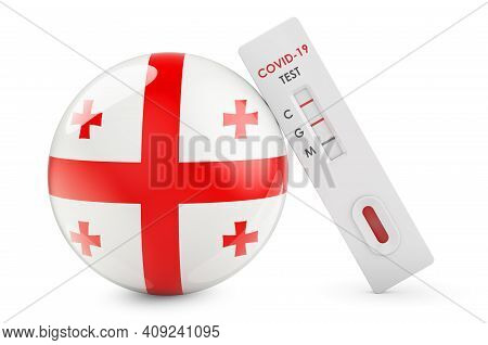 Diagnostic Test For Coronavirus In Georgia. Antibody Test Covid-19 With Georgian Flag, 3d Rendering 