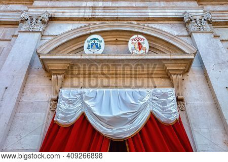 The Entrance Of The Roman Catholic Church Sant'alessandro In Colonna (saint Alexander Church). The B