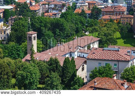 View Of The Historical Buildings In The Bergamo In Northern Italy. Bergamo Is A City In The Lombardy