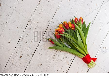 Beautiful Tseti Tulips On A Light Background
