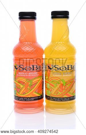 IRVINE, CA - May 14, 2014: Bottles of SoBe Citrus Energy and Mango Melon SoBe Citrus Energy and Mango Melon. 