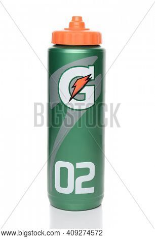 IRVINE, CA - JANUARY 28, 2015: A Gatorade 02 plastic drink bottle. The beverage was first developed in 1965 by a team of researchers at the University of Florida.  