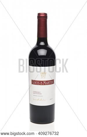 IRVINE, CALIFORNIA - 6 OCT 2020: A bottle of Louis M Martini Cabernet Sauvignon. 