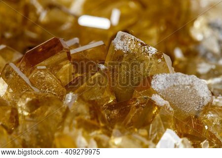 Macro Mineral Stone Baryte Crystals, barite On A White Background Close Up