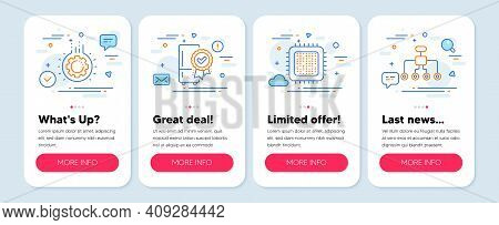 Set Of Technology Icons, Such As Certified Refrigerator, Cpu Processor, Gear Symbols. Mobile Screen 