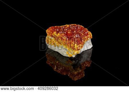 Macro Mineral Stone Orpiment On Black Background