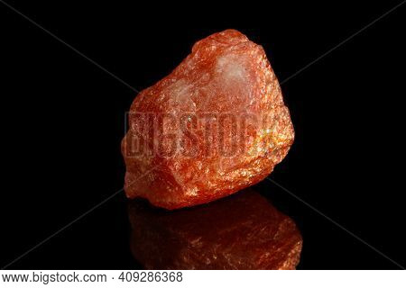 Macro Mineral Stone Nepheline Sunny Stone Black Background