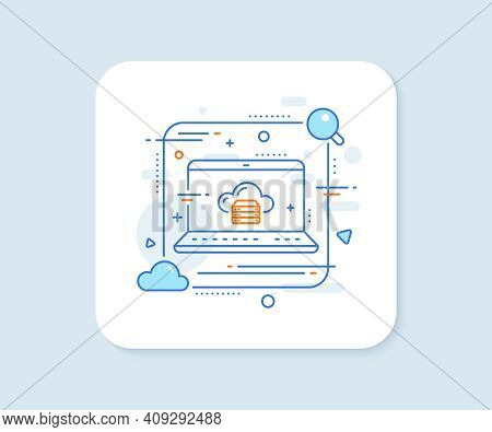 Cloud Computing Server Line Icon. Abstract Vector Button. Internet Data Storage Sign. File Hosting T