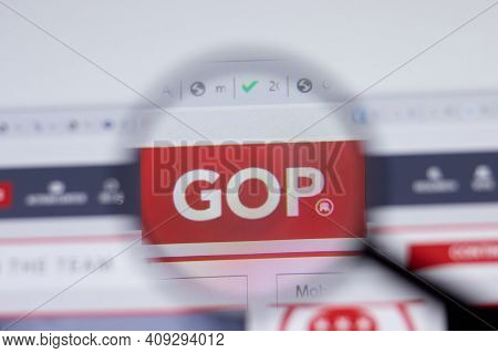 New York, Usa - 17 February 2021: Gop Republican Party Logo Close Up On Website Page, Illustrative E