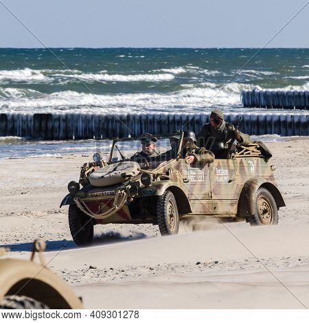 Kolobrzeg, West Pomeranian / Poland - 2019: Reconstruction Of Battle For Kolobrzeg - German Officer 