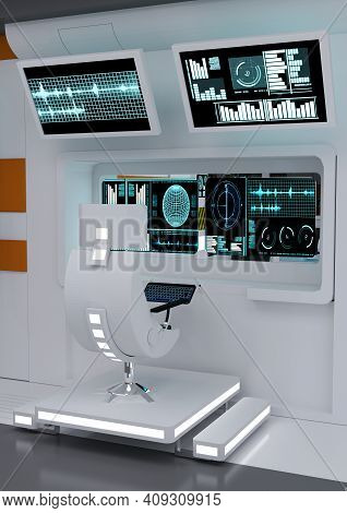 3d Rendering Of A Futuristic Sceince Fiction Command And Control Center