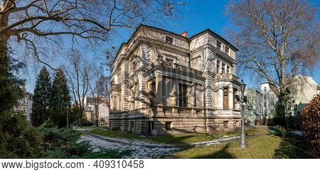 Gliwice, Poland - February 21, 2021: Historic Villa Caro. Historic Residence Residential Industriali