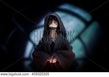 FEB 20 2021: Star Wars humor concept, Darth Jar Jar Binks - Hasbro action figure