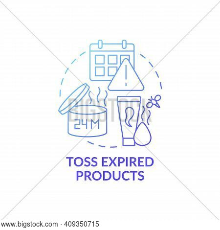 Toss Expired Products Blue Gradient Concept Icon. Cleaning Bathroom From Unnecessary And Expiration 