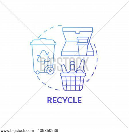 Recycle Blue Gradient Concept Icon. Container For Things Items Idea Thin Line Illustration. Recycled