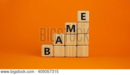 Bame Symbol. Abbreviation Bame, Black, Asian And Minority Ethnic On Wooden Cubes. Beautiful Orange B