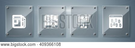 Set Bitcoin In Browser, Computer With Growth Graph, Failure Stocks Market And Stock News. Square Gla