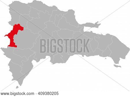 Elias Pina Province Isolated Dominican Republic Map. Gray Background. Business Concepts And Backgrou