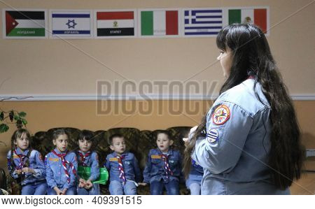 Maikop, Adygea Republic, Russia - January 16, 2021: Teaching At A Protestant Youth International Org