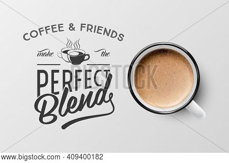 Vector 3d Realistic White Porcelain Ceramic Mug With Foam Coffee - Capuccino, Latte - Isolated. Coff