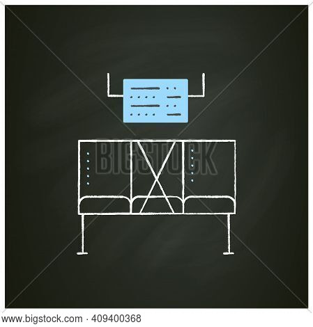Social Distancing At Airport Chalk Icon. Forced Distance Between Seats Due To Pandemic.rethink Seati