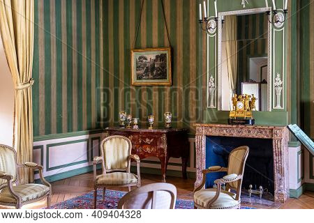 Grignan, France - Sep 21, 2020: Inside View Of The Historic Renaissance Castle In Grignan, France, W