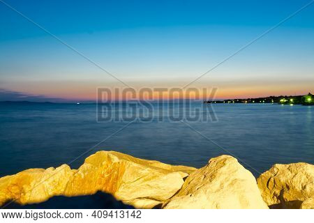 Sunset At The Adriatic Sea Near Zadar