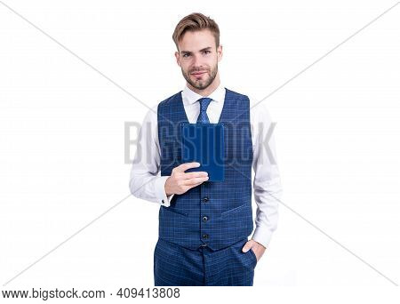 Personal Growth. Business Coach Hold Book Wearing Formal Style. Career Coach. Private Teaching. Indi