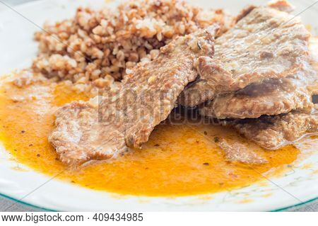Polish Bitki Wolowe. Polish Traditional Beef Cutlets Knows In Poland.