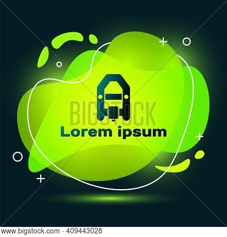 Black Rafting Boat Icon Isolated On Black Background. Inflatable Boat With Paddles. Water Sports, Ex