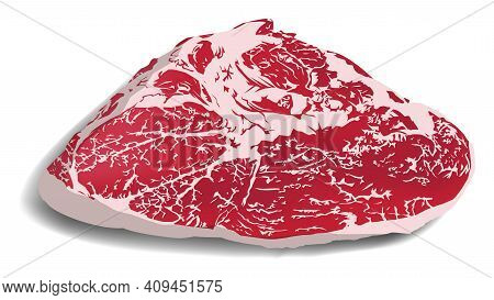 Realistic Rump Meat. Cow Pork Steak Grill Food Beef Raw Vector Illustration