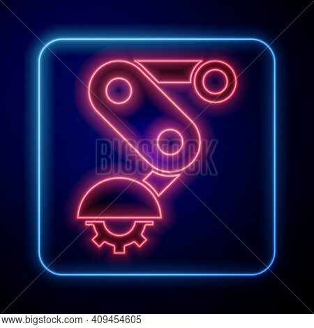 Glowing Neon Derailleur Bicycle Rear Speed Folding Icon Isolated On Black Background. Vector