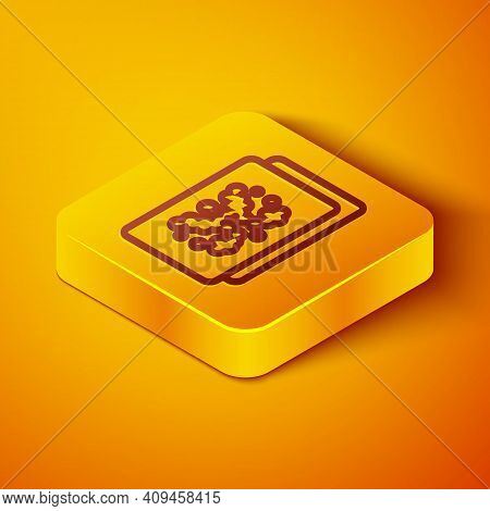 Isometric Line Rorschach Test Icon Isolated On Orange Background. Psycho Diagnostic Inkblot Test Ror