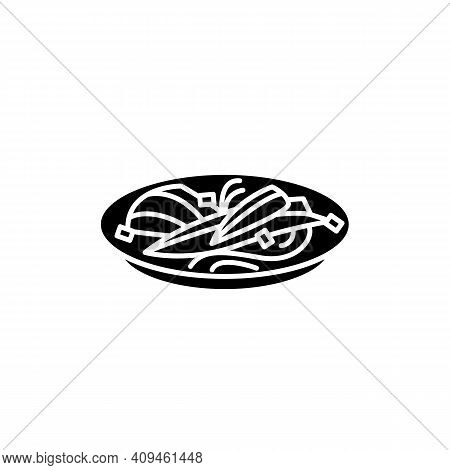 Kimchi Glyph Icon.traditional Korean Dish.healthy Asian Food Of Fermented Vegetables. Korean Cuisine