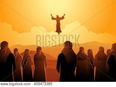 Biblical Vector Illustration Series, The Ascension Of Jesus