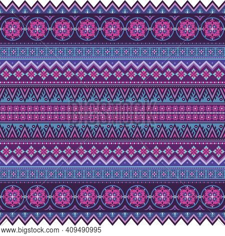 Abstract Ethnic Stripe Seamless Pattern, Ornamental Raster Vintage Background