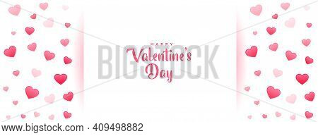 Beautiful Valentines Day Romantic Banner With Hearts