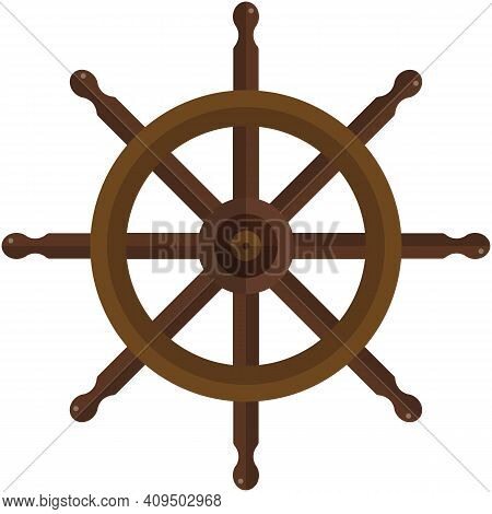 Ship Steering Wheel Vector Isolated On White Background