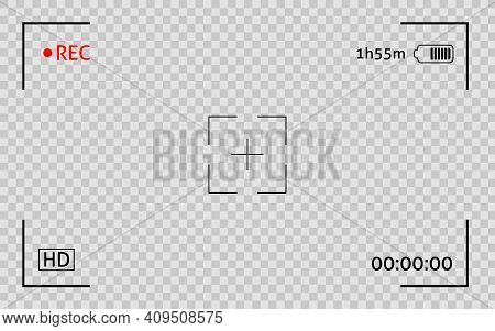 Camera Viewfinder Frame. Display Snapshot Digital Video Record Screen. Filn Rec Camcoder Template.