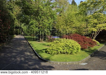 Verbania (vco), Italy - April 01, 2017: Villa Taranto Botanical Gardens, Verbania, Piedmont, Italy