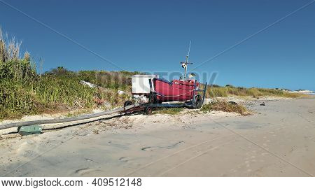 Fishing Boat Parked At Sand