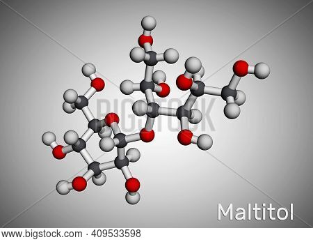 Maltitol Molecule. It Is Sweetener, Sugar Substitute, Polyol, Sugar Alcohol. Molecular Model. 3d Ren