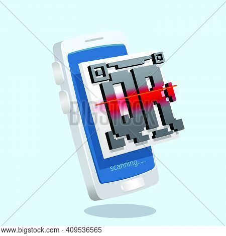 Smartphone Scanning Qr Code On Smartphone 3d, Three Dimentional Toy Like Vector Illustration Icon