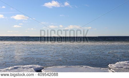Stunning Sea View On A Crisp And Snowy Winter Day, Baltic Sea сoast, Gulf Of Finland, Estonia