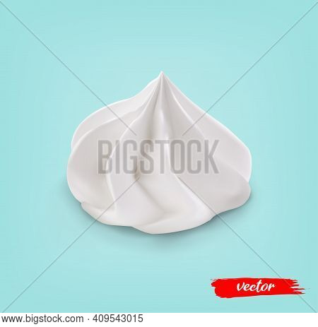 Whipped Cream Swirl Isolated On White Background. 3d Realistic Vector Illustration Of Whipped Cream.